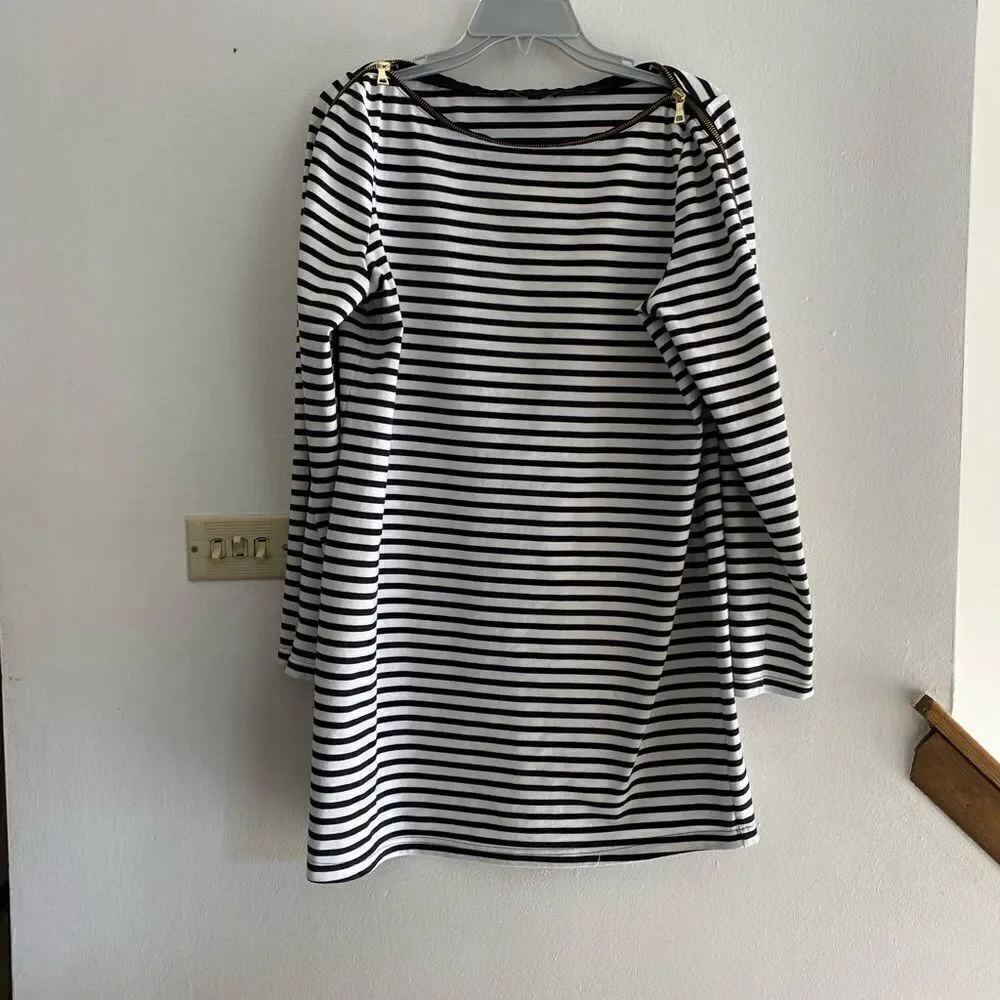 Rachel Zoe Pea in the Pod Maternity Stripe Dress Large Black White